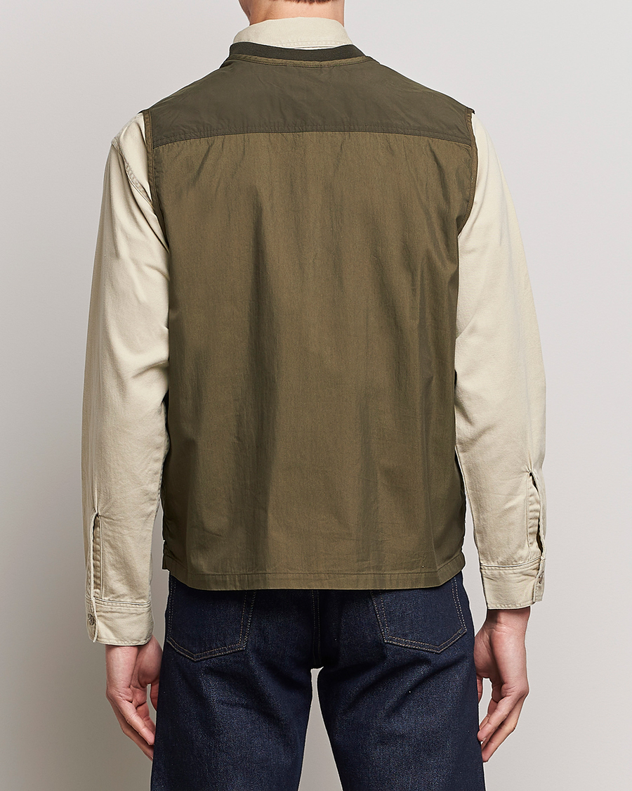 Uomini | Gilet | orSlow | Cotton Nylon Utility Vest Army Green