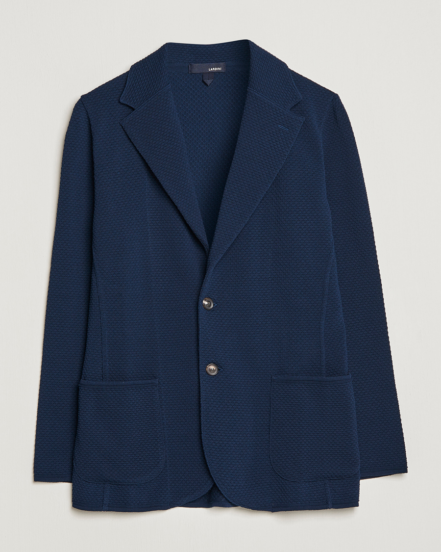 Uomini | Blazers | Lardini | Knitted Structure Cotton Blazer Navy