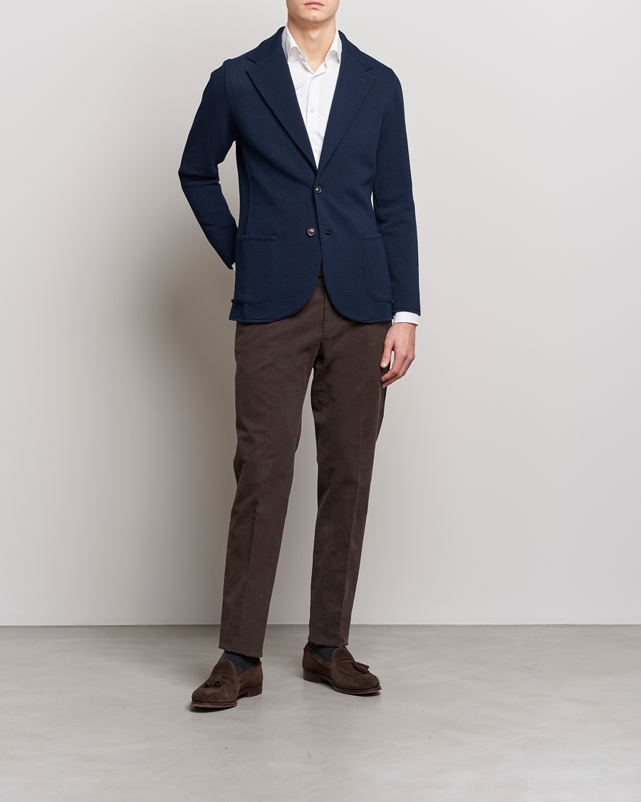 Uomini | Blazers | Lardini | Knitted Structure Cotton Blazer Navy