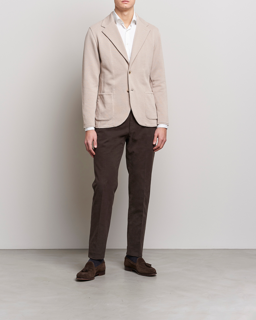 Uomini | Blazers | Lardini | Knitted Structure Cotton Blazer Beige