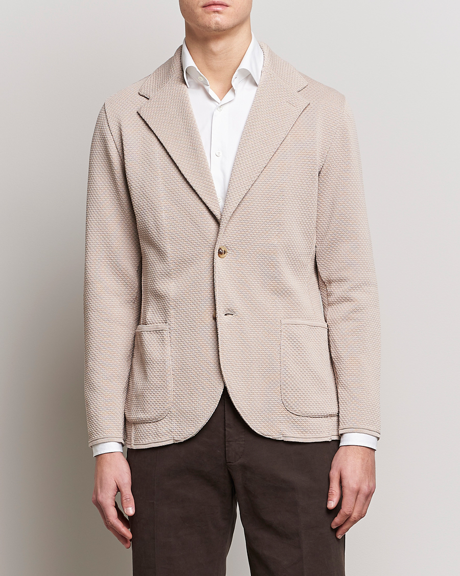 Uomini | Blazers | Lardini | Knitted Structure Cotton Blazer Beige