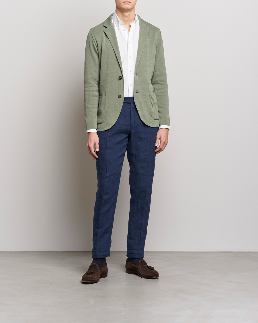 Uomini | Blazers | Lardini | Knitted Cotton Blazer Soft Green