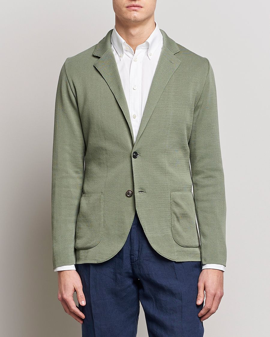 Uomini | Blazers | Lardini | Knitted Cotton Blazer Soft Green