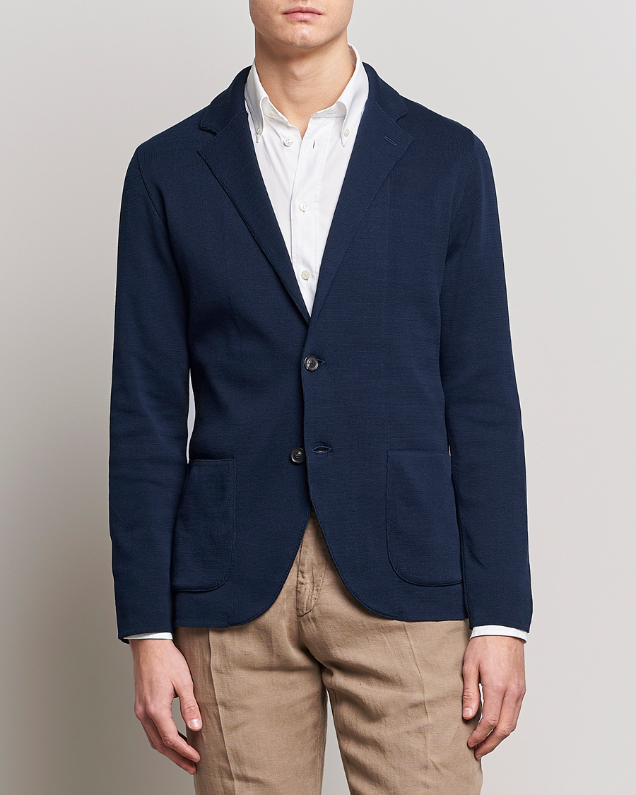 Uomini | Blazers | Lardini | Knitted Cotton Blazer Navy