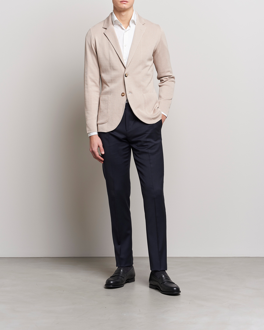 Uomini | Blazers | Lardini | Knitted Cotton Blazer Beige