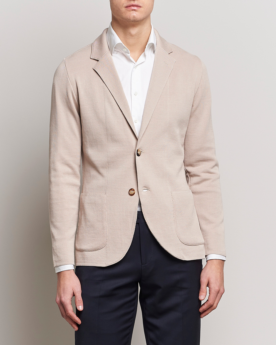 Uomini | Blazers | Lardini | Knitted Cotton Blazer Beige