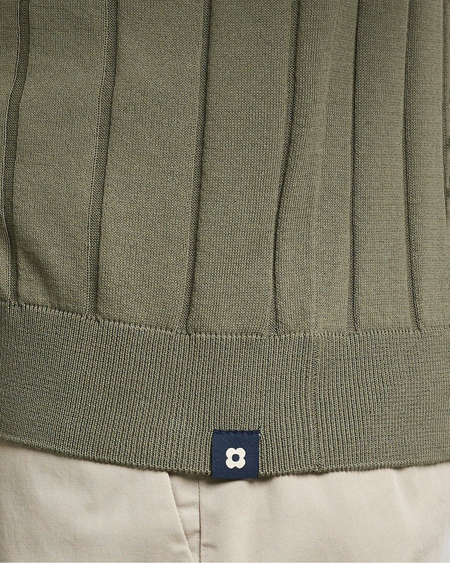 Uomini | Camicie | Lardini | Short Sleeve Knitted Cotton Crèpe Shirt Olive