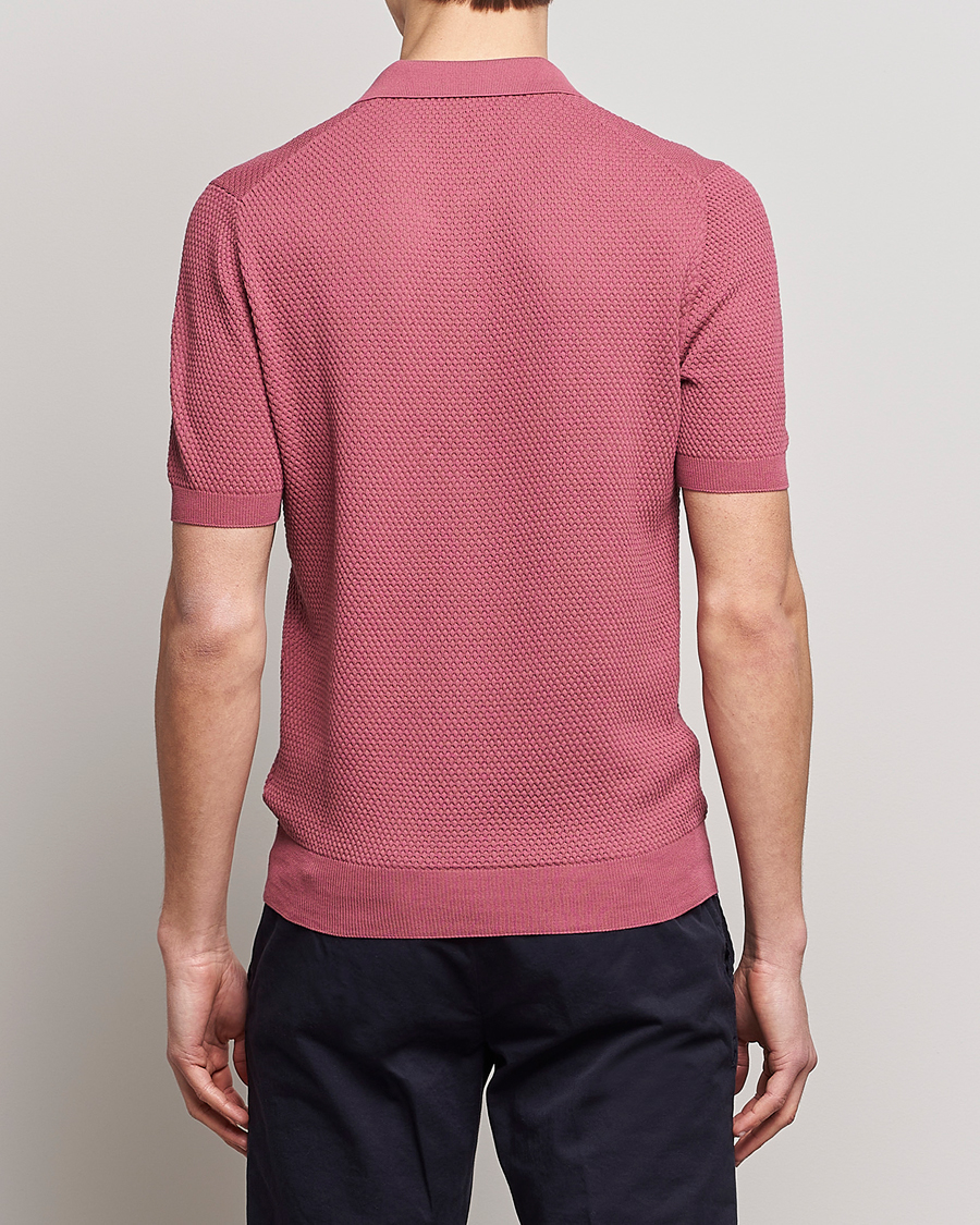 Uomini | Polo | Lardini | Short Sleeve Knitted Structure Cotton Polo Soft Pink