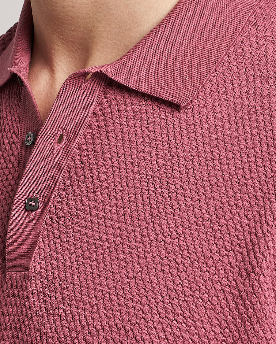 Uomini | Polo | Lardini | Short Sleeve Knitted Structure Cotton Polo Soft Pink