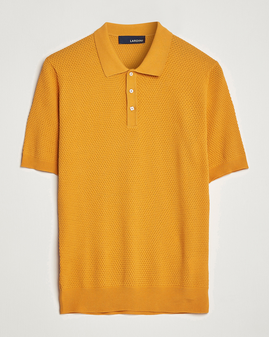 Uomini | Polo | Lardini | Short Sleeve Knitted Structure Cotton Polo Orange