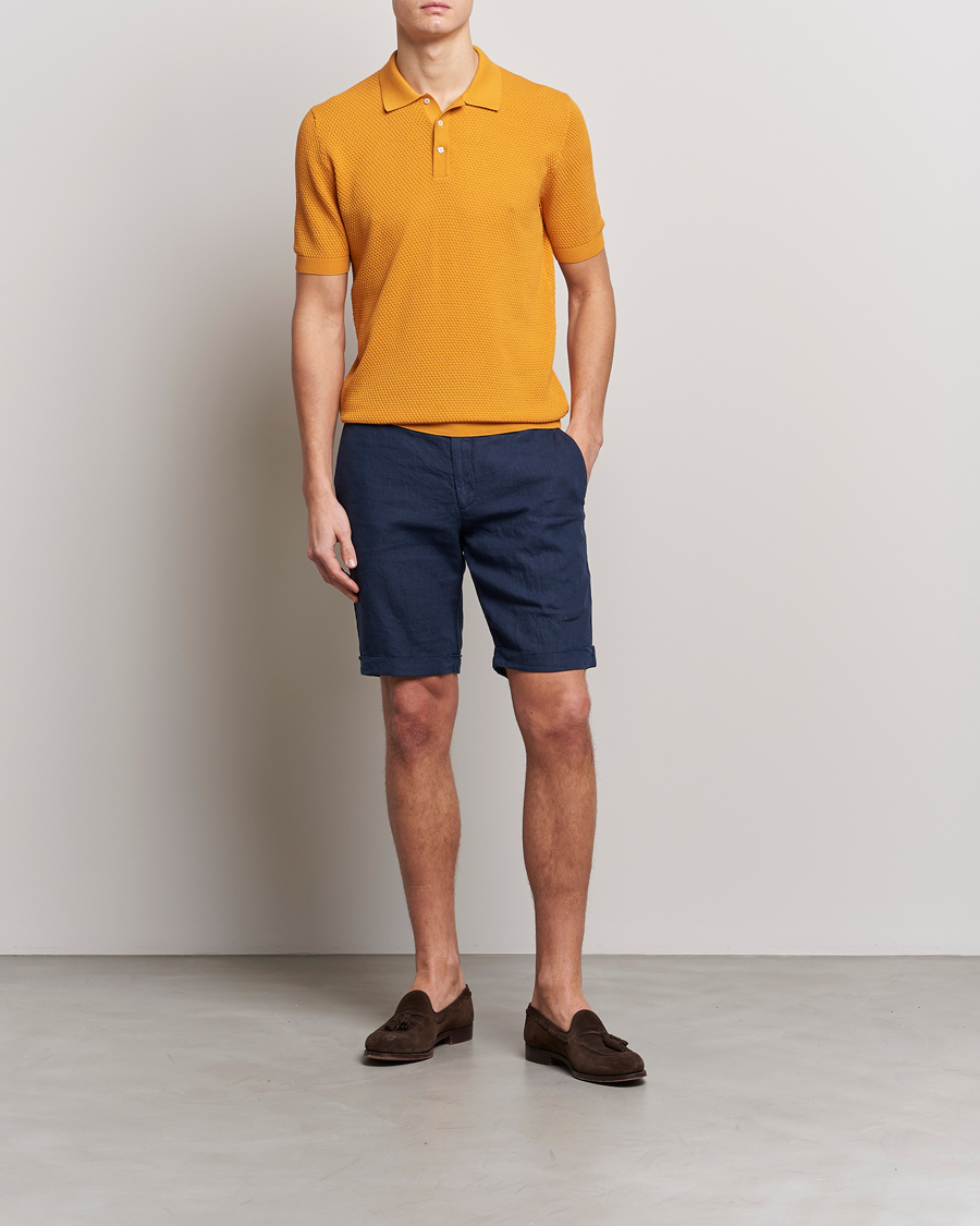 Uomini | Polo | Lardini | Short Sleeve Knitted Structure Cotton Polo Orange