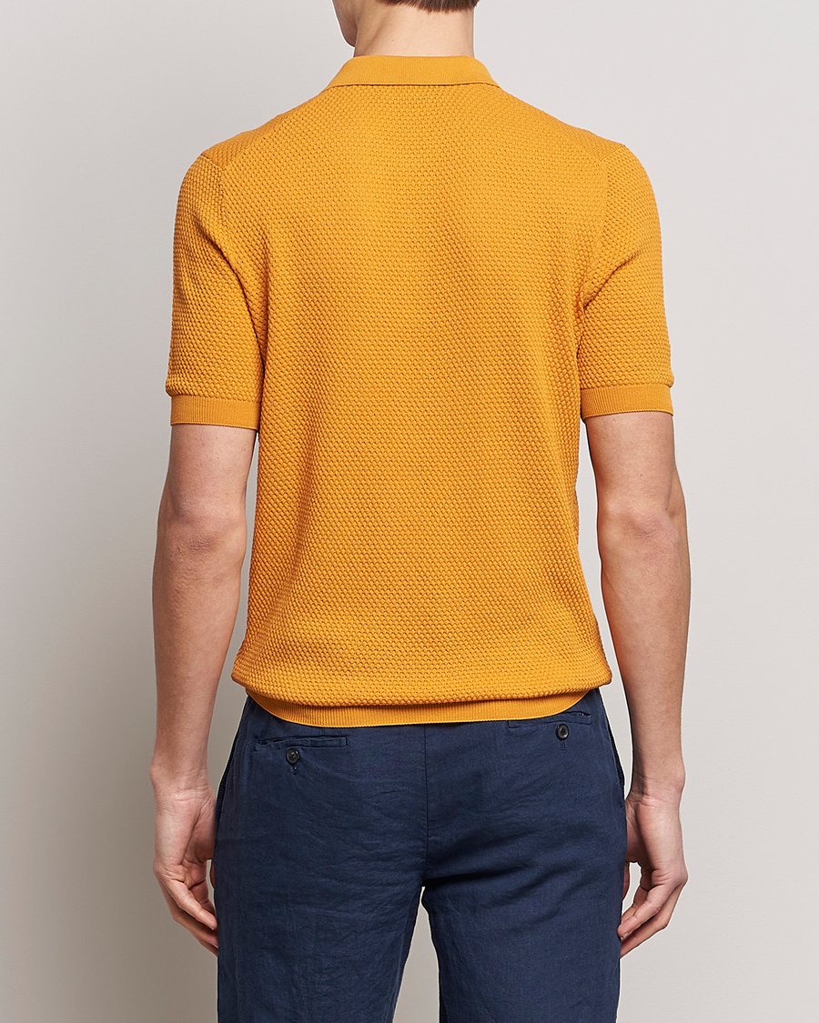 Uomini | Polo | Lardini | Short Sleeve Knitted Structure Cotton Polo Orange