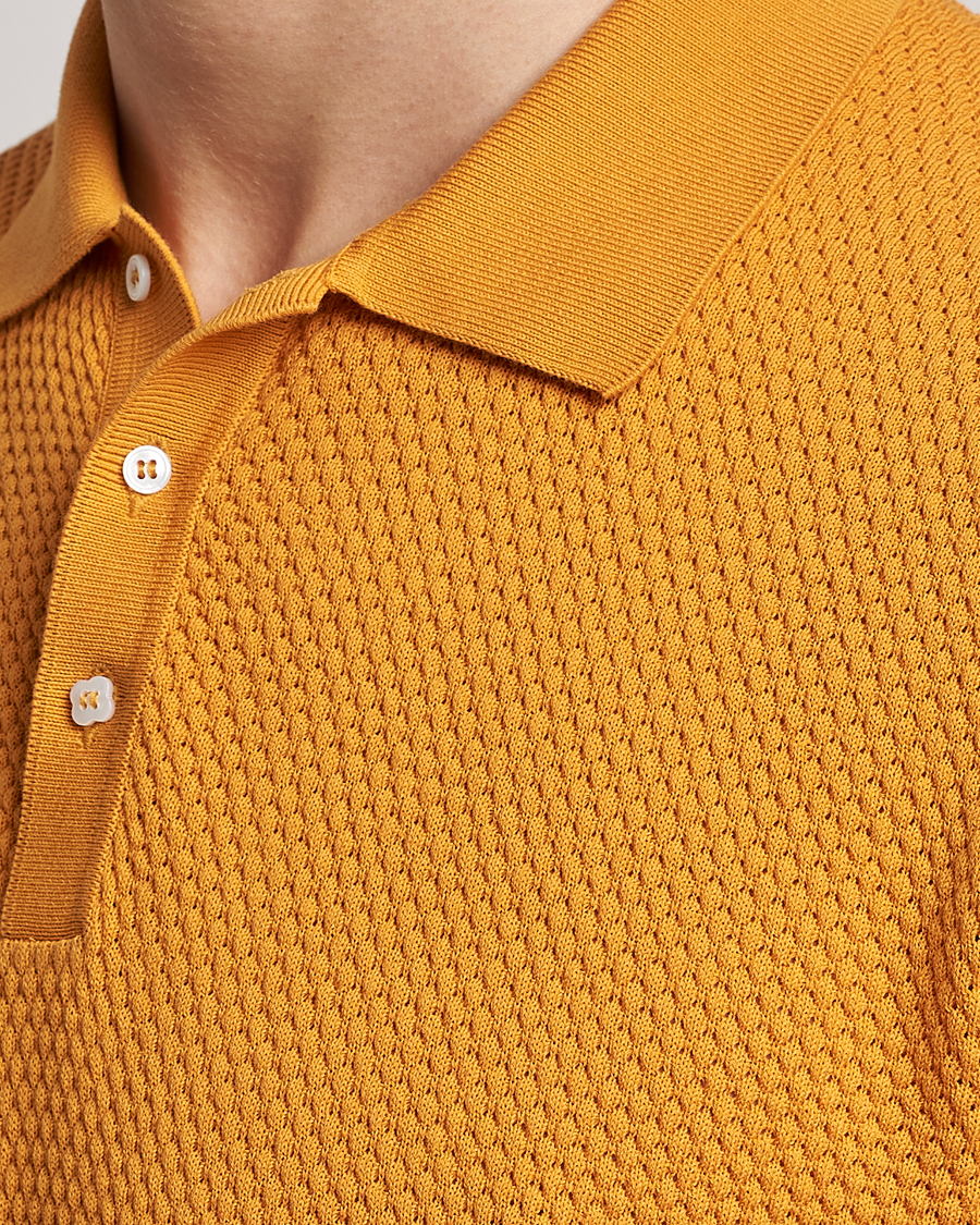Uomini | Polo | Lardini | Short Sleeve Knitted Structure Cotton Polo Orange