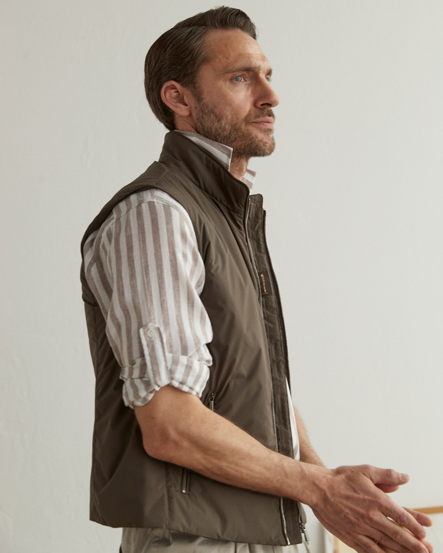 Uomini | Camicie | Lardini | Relaxed Striped Linen Popover Shirt Brown/White