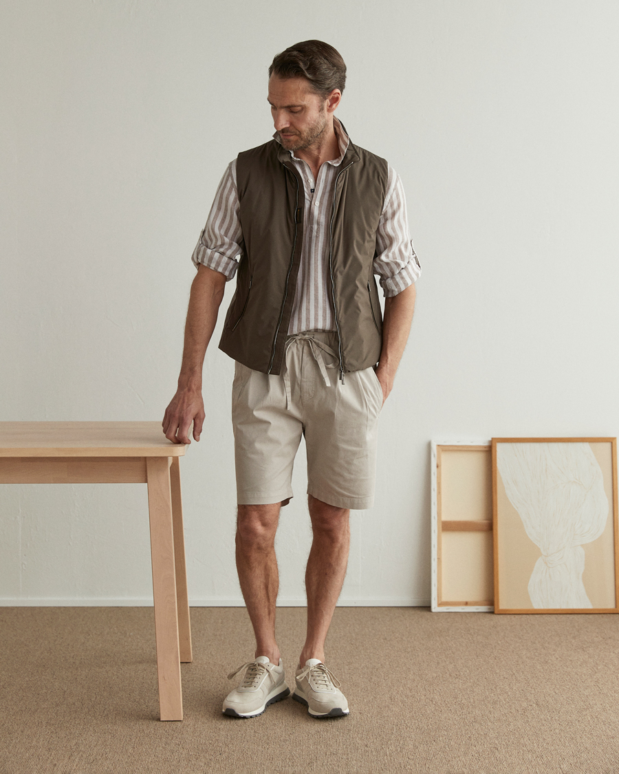 Uomini | Camicie | Lardini | Relaxed Striped Linen Popover Shirt Brown/White