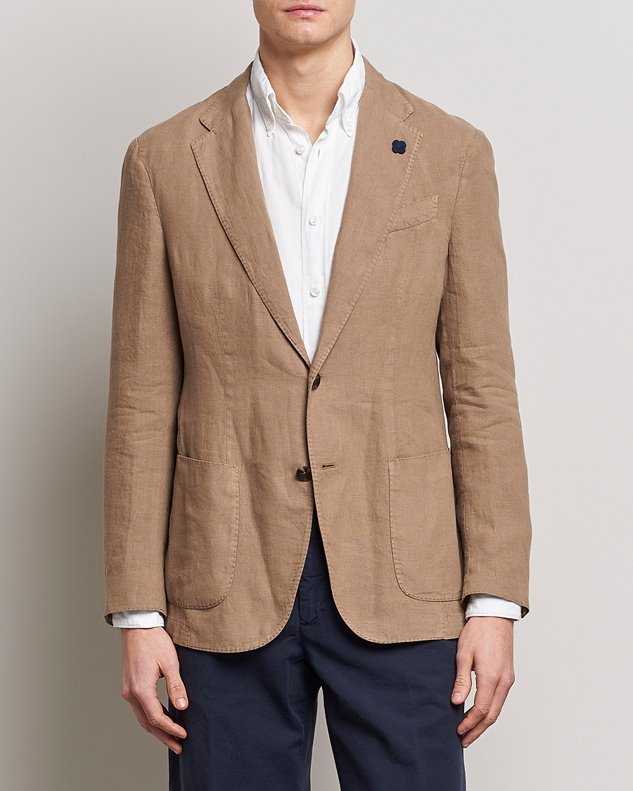Uomini | Blazers | Lardini | Patch Pocket Linen Blazer Beige