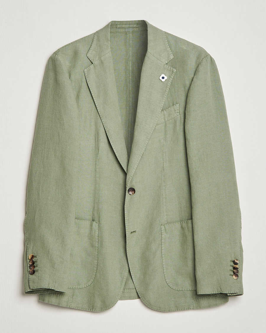 Uomini | Blazers | Lardini | Patch Pocket Linen Blazer Olive