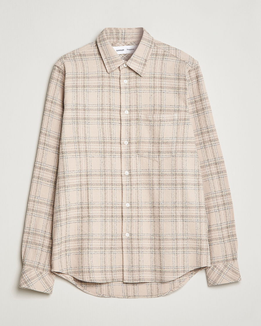 Uomini | Camicie | Samsøe Samsøe | Samsøe & Samsøe Liam Organic Cotton Overshirt Oatmeal Check