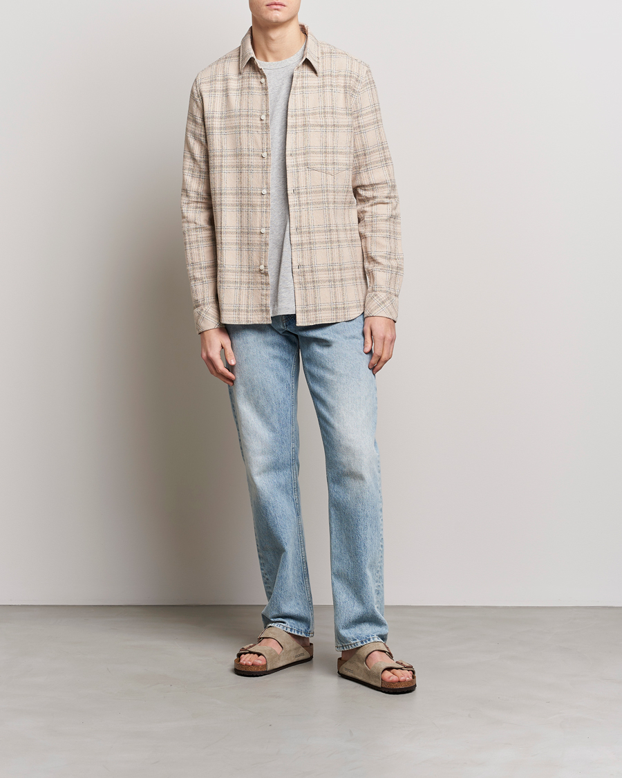 Uomini | Camicie | Samsøe Samsøe | Samsøe & Samsøe Liam Organic Cotton Overshirt Oatmeal Check