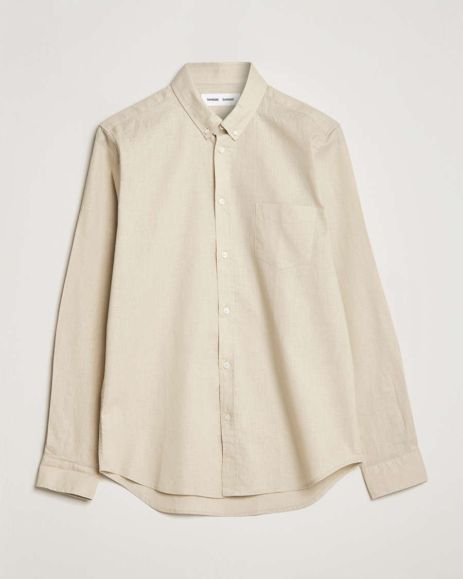 Uomini | Camicie | Samsøe Samsøe | Samsøe & Samsøe Liam Linen Cotton Shirt Oatmeal