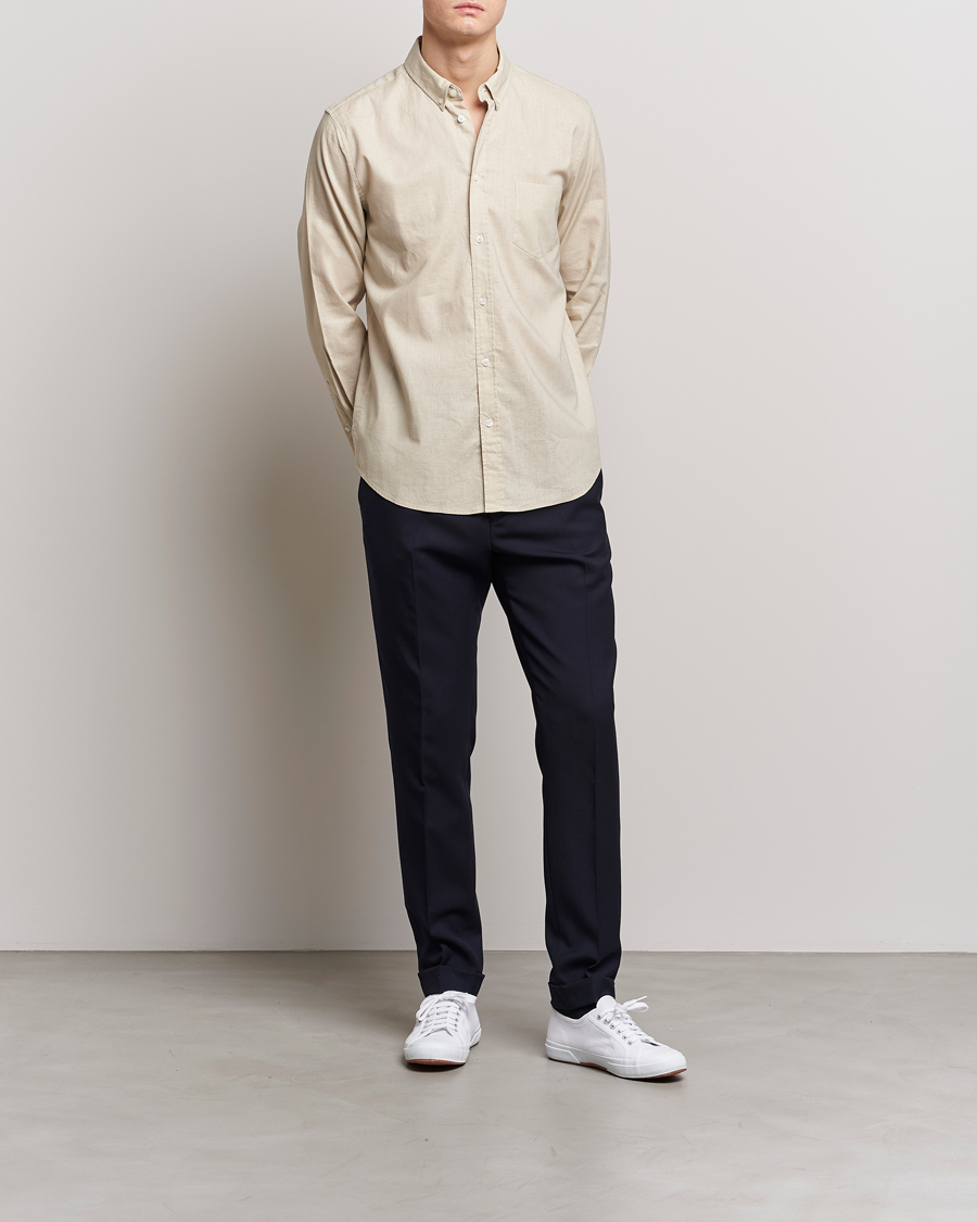 Uomini | Camicie | Samsøe Samsøe | Samsøe & Samsøe Liam Linen Cotton Shirt Oatmeal
