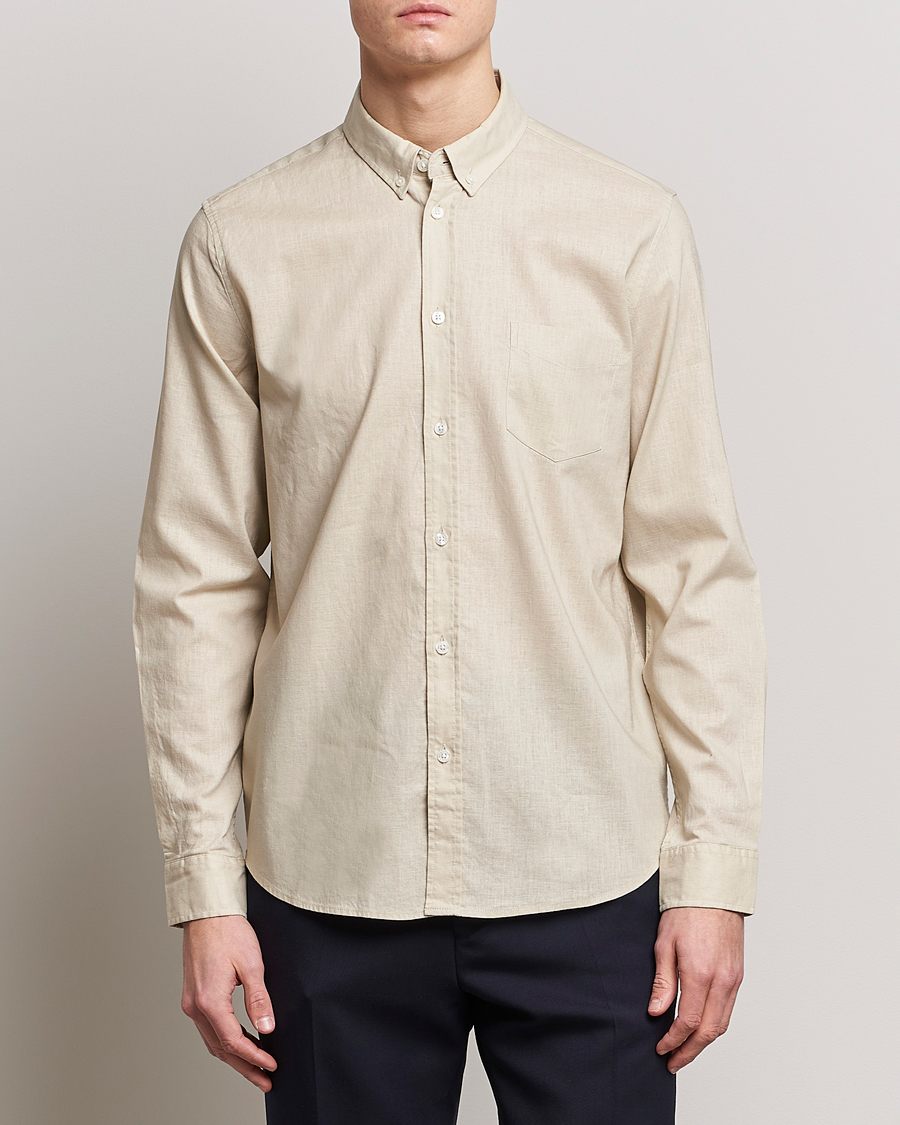 Uomini | Camicie | Samsøe Samsøe | Samsøe & Samsøe Liam Linen Cotton Shirt Oatmeal