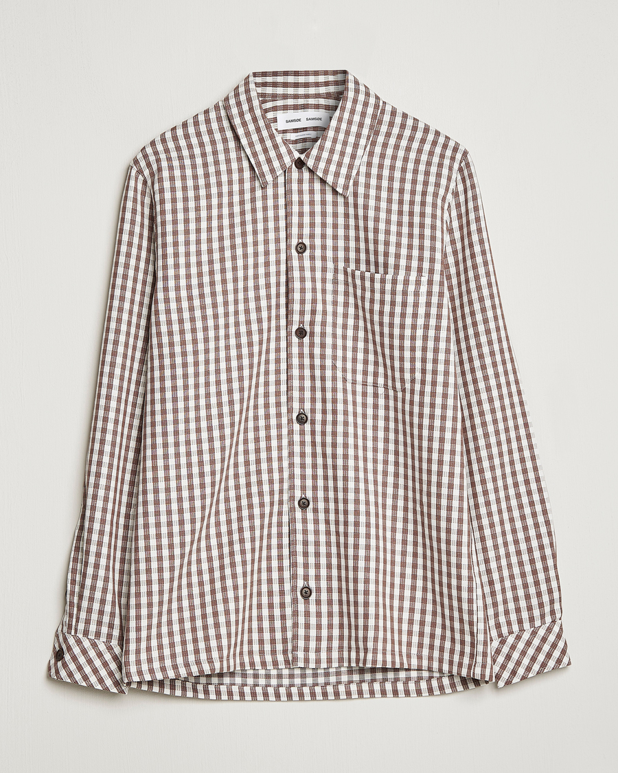 Uomini | Camicie | Samsøe Samsøe | Samsøe & Samsøe Taka Cotton Lyocell Overshirt Dark Earth