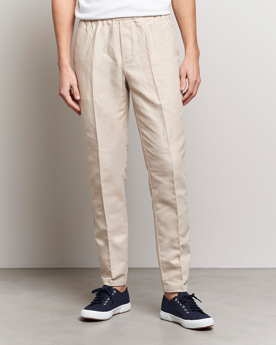 Uomini | Pantaloni | Samsøe Samsøe | Samsøe & Samsøe Smithy Linen Cotton Trousers Oatmeal