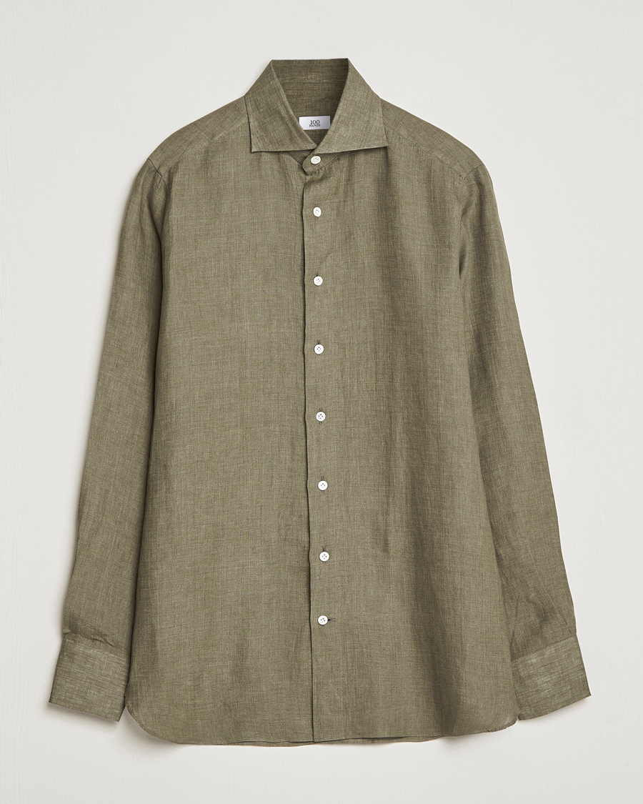 Uomini | Camicie | 100Hands | Signature Linen Cut Away Shirt Green