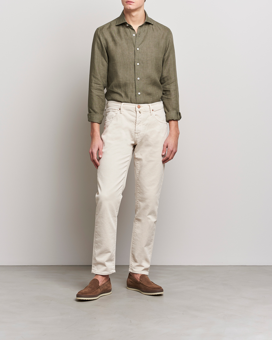 Uomini | Camicie | 100Hands | Signature Linen Cut Away Shirt Green