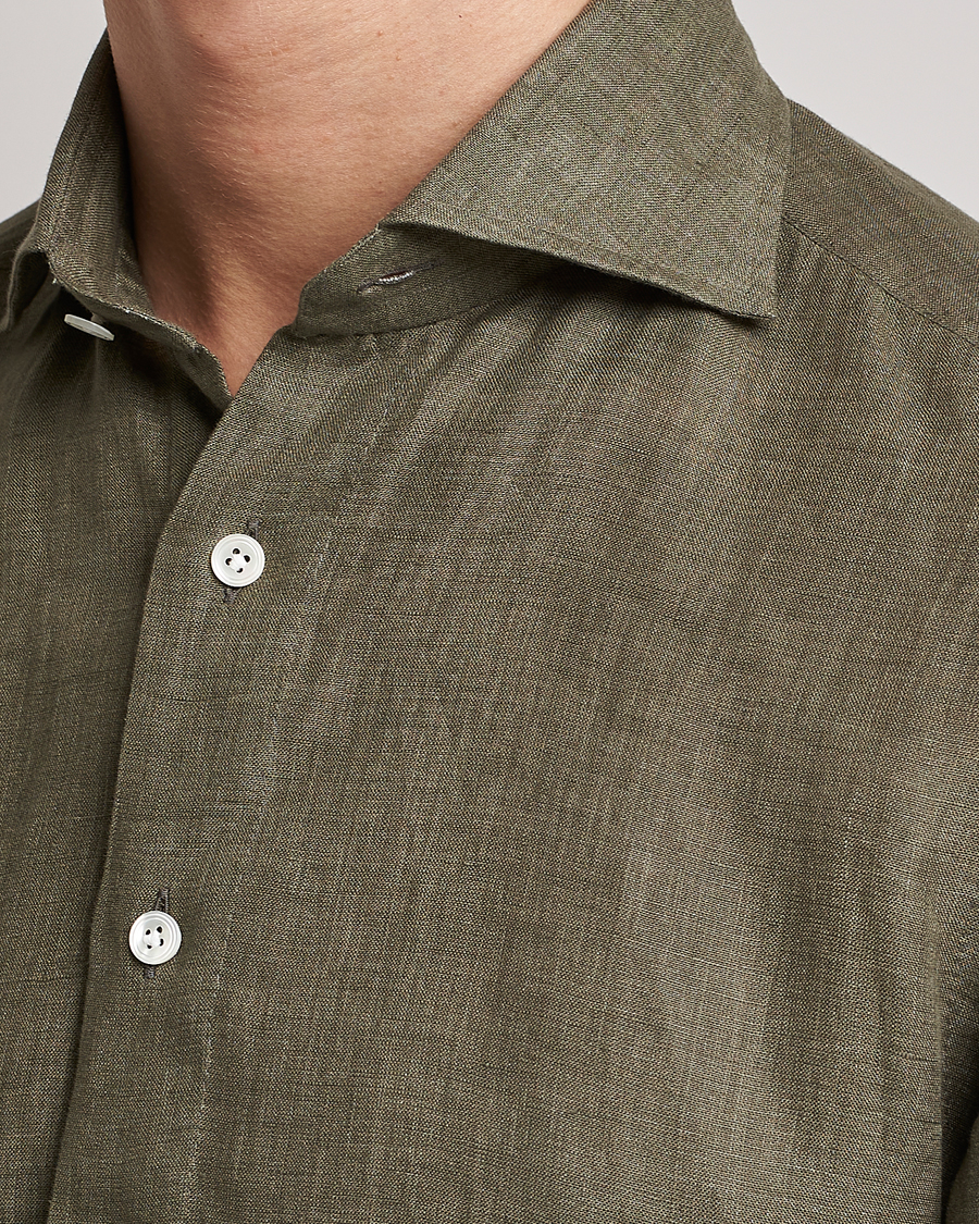 Uomini | Camicie | 100Hands | Signature Linen Cut Away Shirt Green