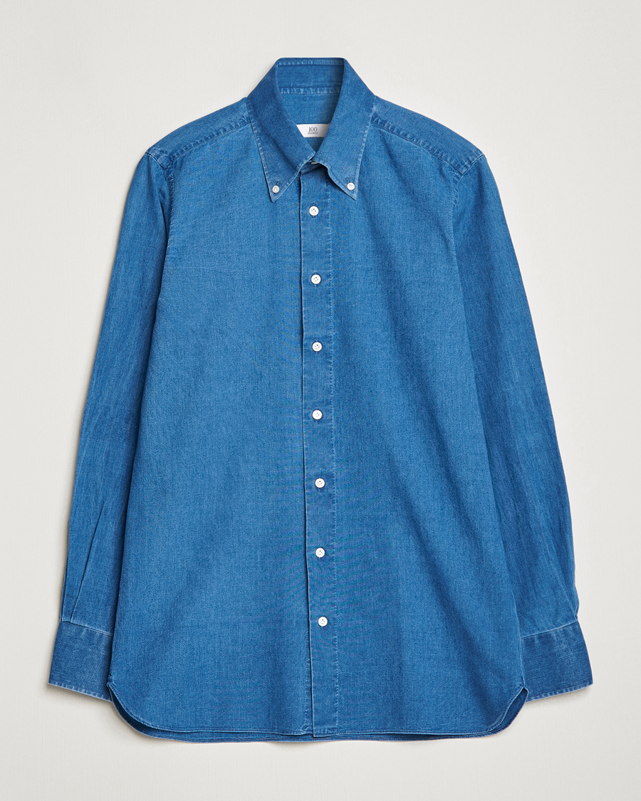 Uomini | Camicie | 100Hands | Japanese Denim Bata Wash Shirt Blue