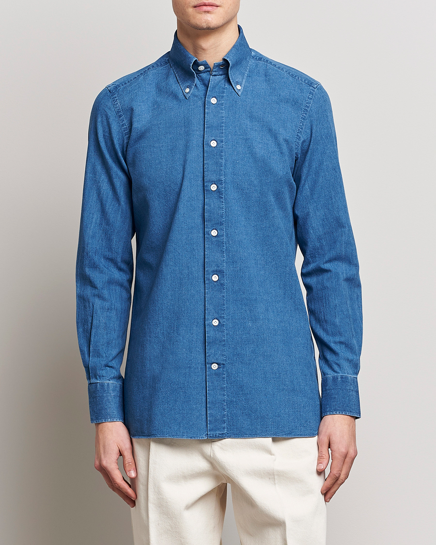 Uomini | Camicie | 100Hands | Japanese Denim Bata Wash Shirt Blue