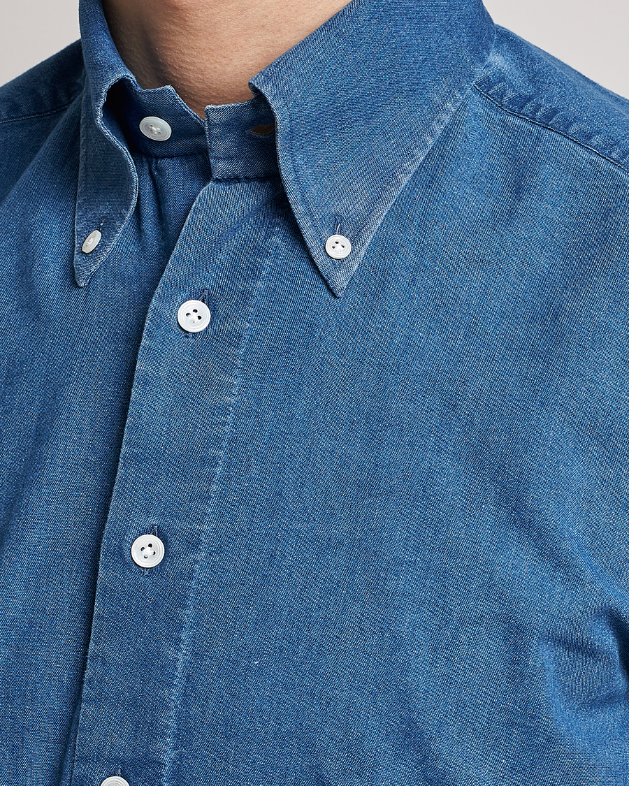 Uomini | Camicie | 100Hands | Japanese Denim Bata Wash Shirt Blue