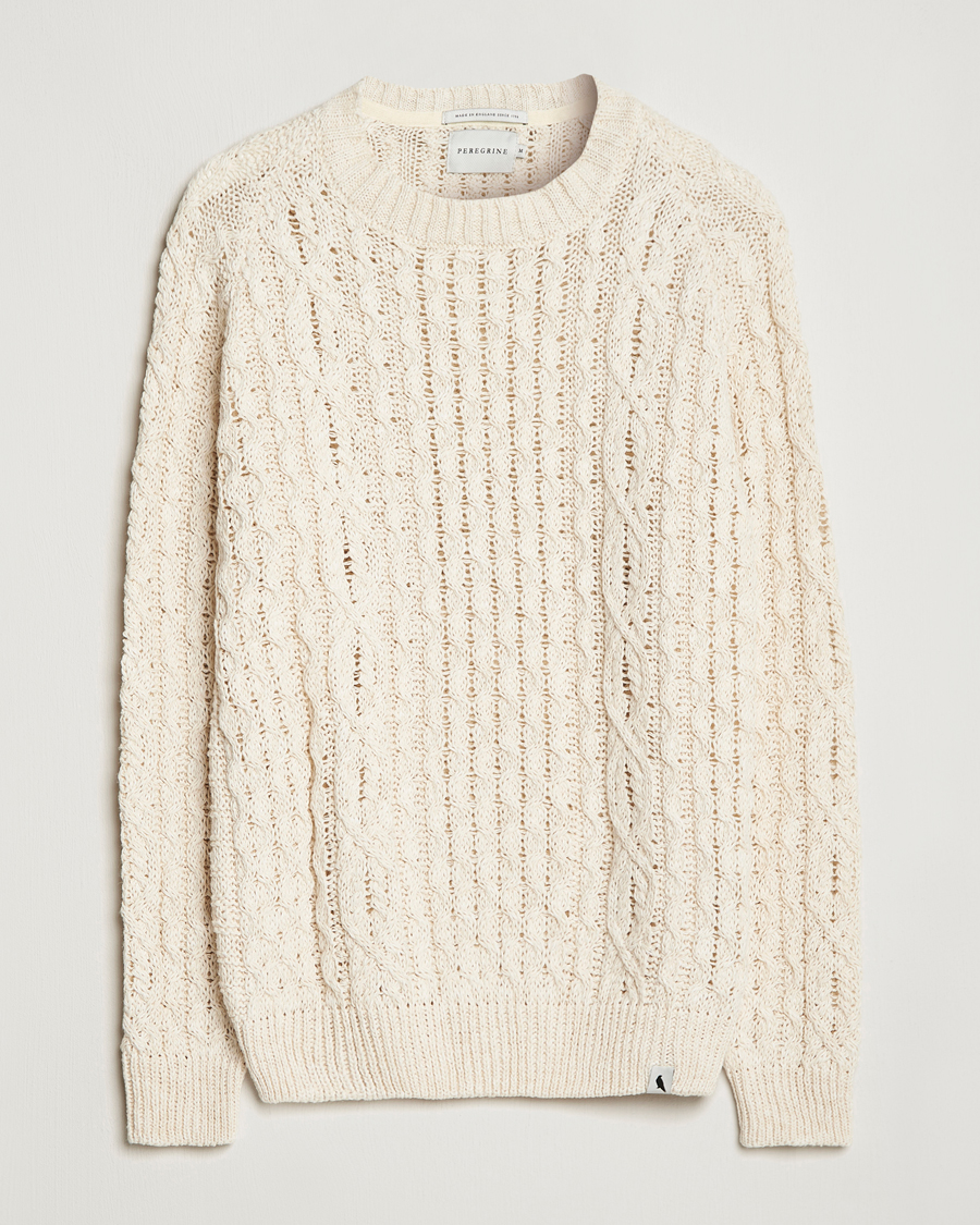 Uomini | Maglieria | Peregrine | Linen Arran Jumper Cream