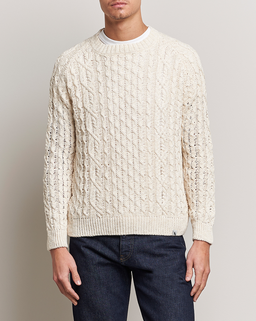 Uomini | Maglieria | Peregrine | Linen Arran Jumper Cream