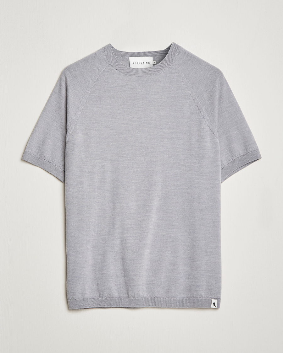 Uomini | T-shirt | Peregrine | Knitted Wool T-Shirt Light Grey