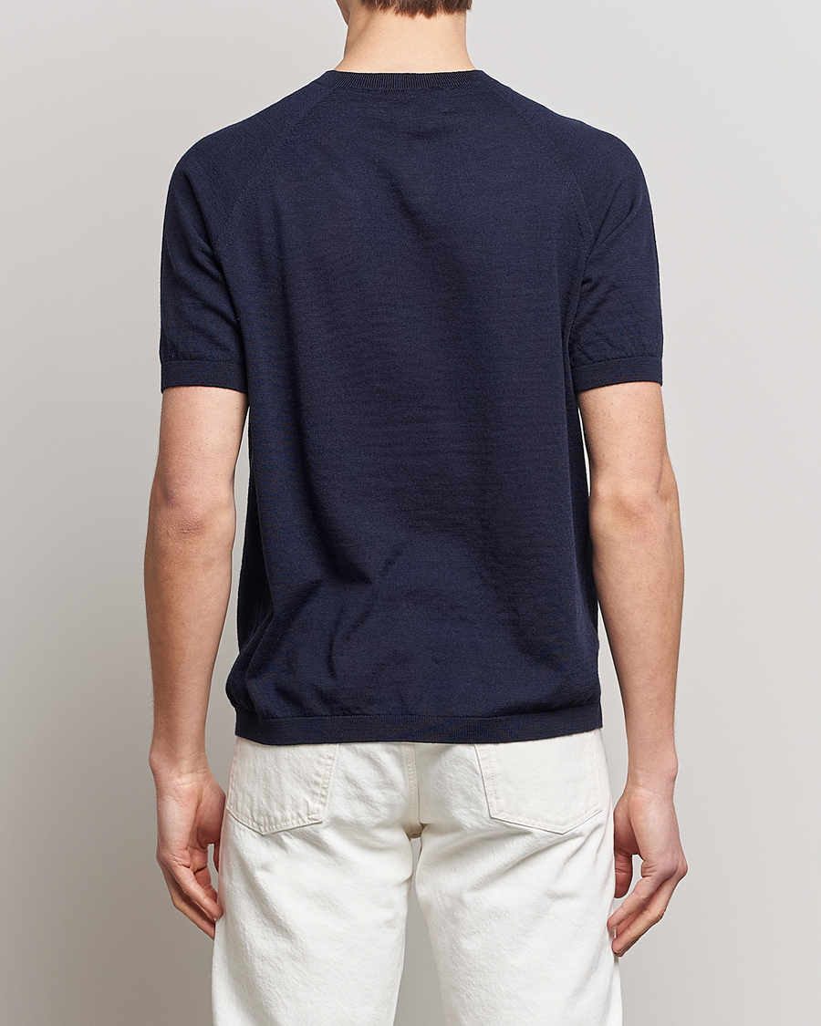 Uomini | T-shirt | Peregrine | Knitted Wool T-Shirt Navy