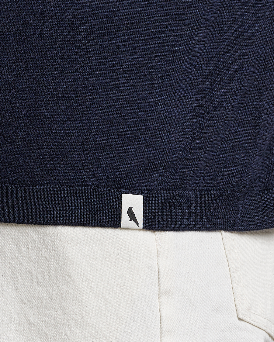Uomini | T-shirt | Peregrine | Knitted Wool T-Shirt Navy