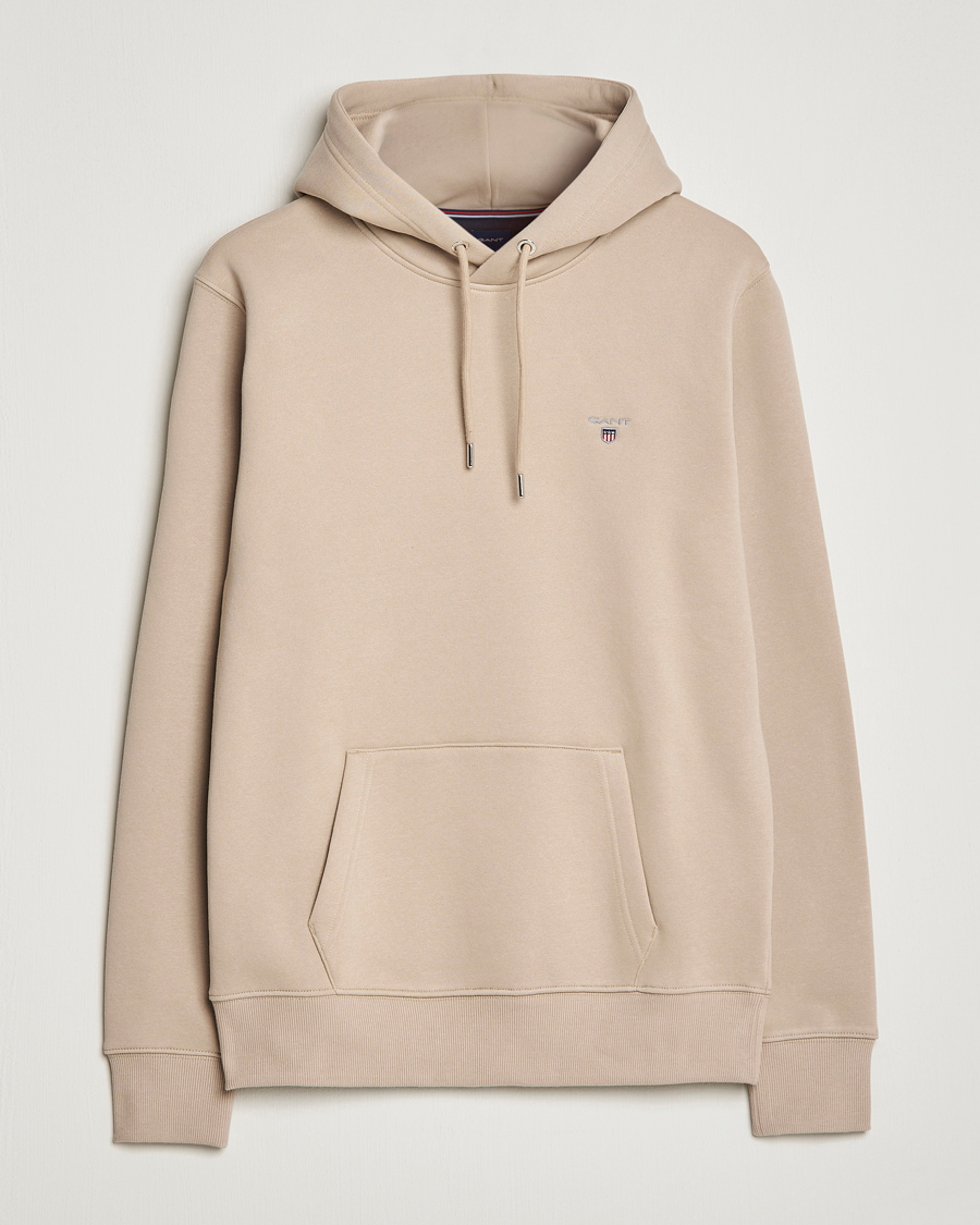 Uomini | Maglieria | GANT | Original Shield Logo Hoodie Concrete Beige