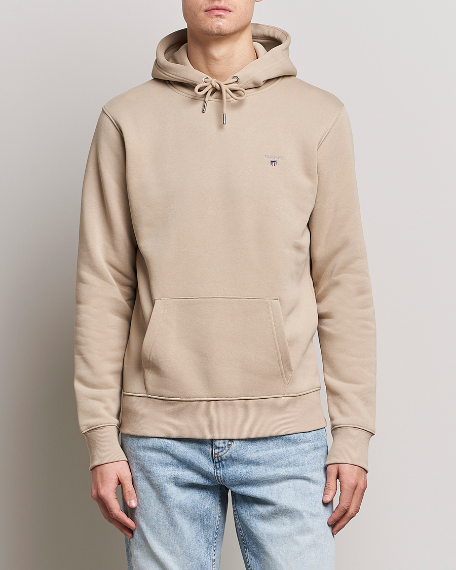 Uomini | Maglieria | GANT | Original Shield Logo Hoodie Concrete Beige