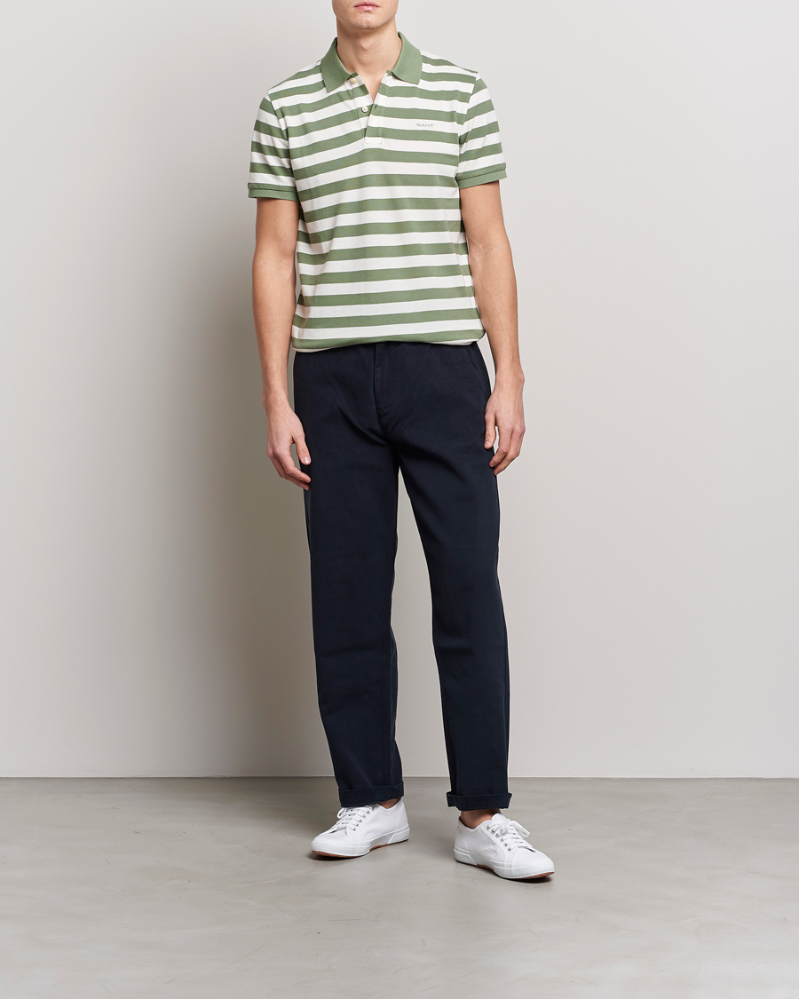 Uomini | Polo | GANT | Striped Polo Calamata Green