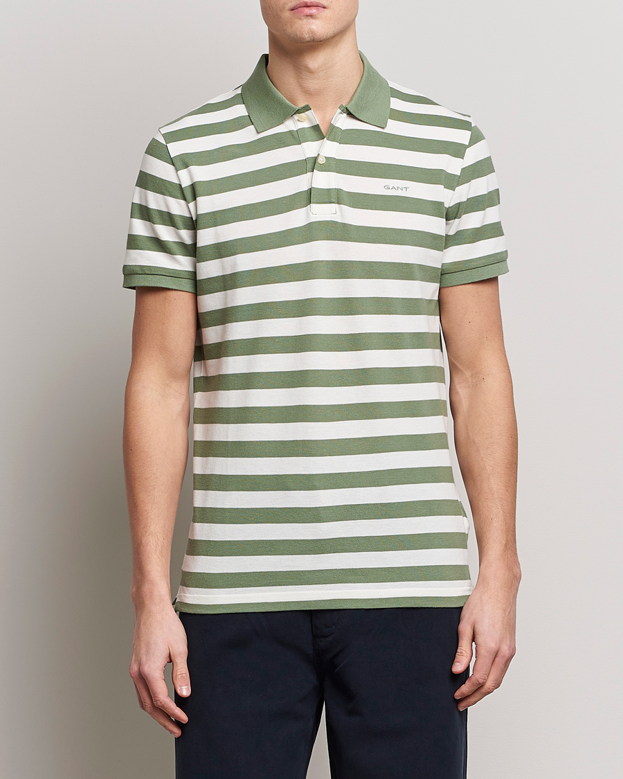 Uomini | Polo | GANT | Striped Polo Calamata Green
