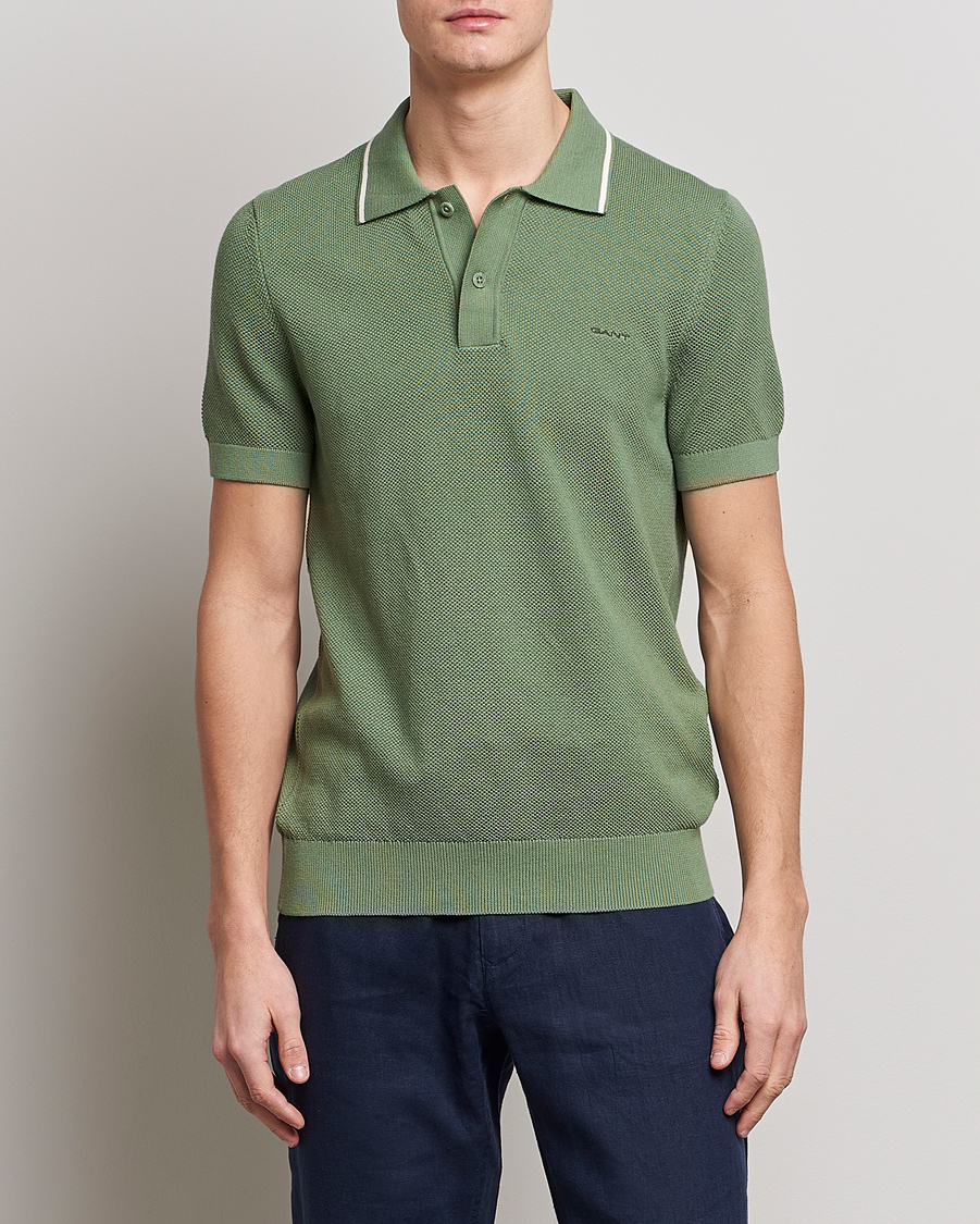 Uomini | Polo | GANT | Cotton Knitted Polo Calamata Green