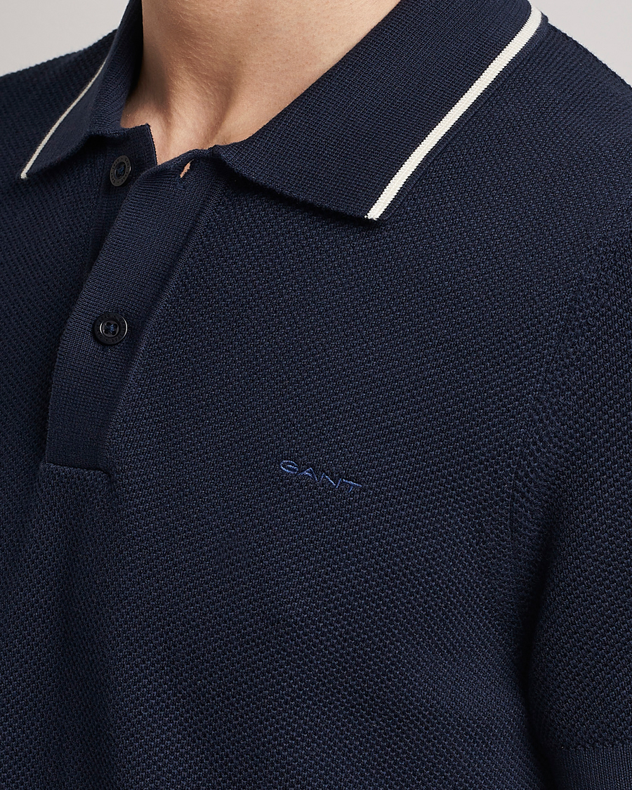 Uomini | Polo | GANT | Cotton Knitted Polo Evening Blue