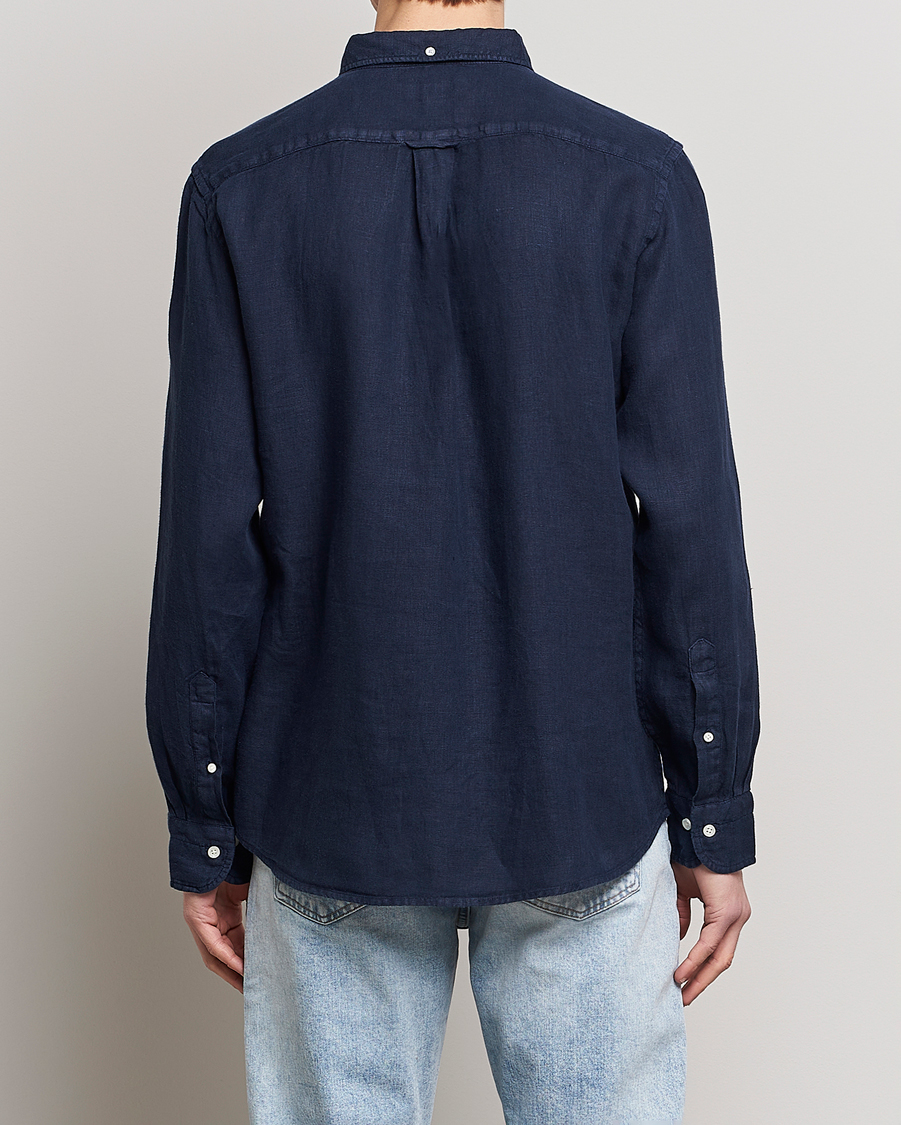 Uomini | Camicie | GANT | Regular Fit Garment Dyed Linen Shirt Marine
