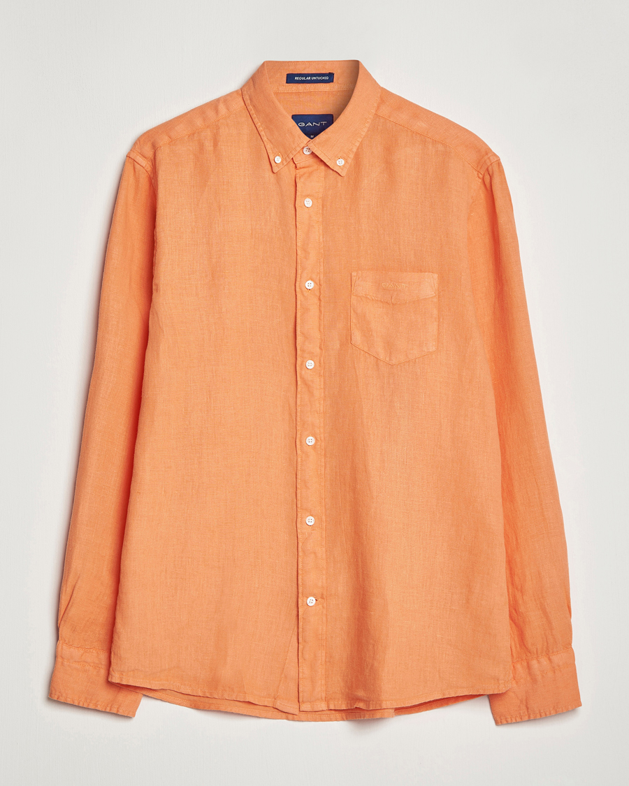 Uomini | Camicie | GANT | Regular Fit Garment Dyed Linen Shirt Apricot Orange