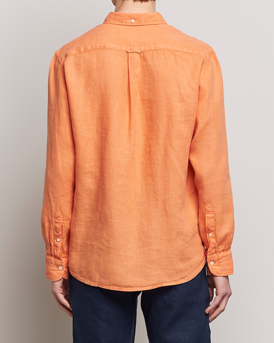 Uomini | Camicie | GANT | Regular Fit Garment Dyed Linen Shirt Apricot Orange