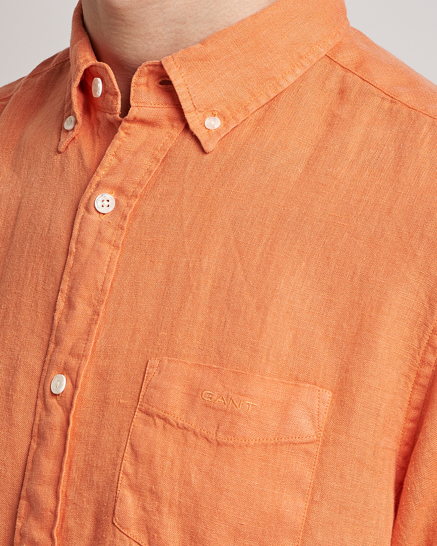 Uomini | Camicie | GANT | Regular Fit Garment Dyed Linen Shirt Apricot Orange
