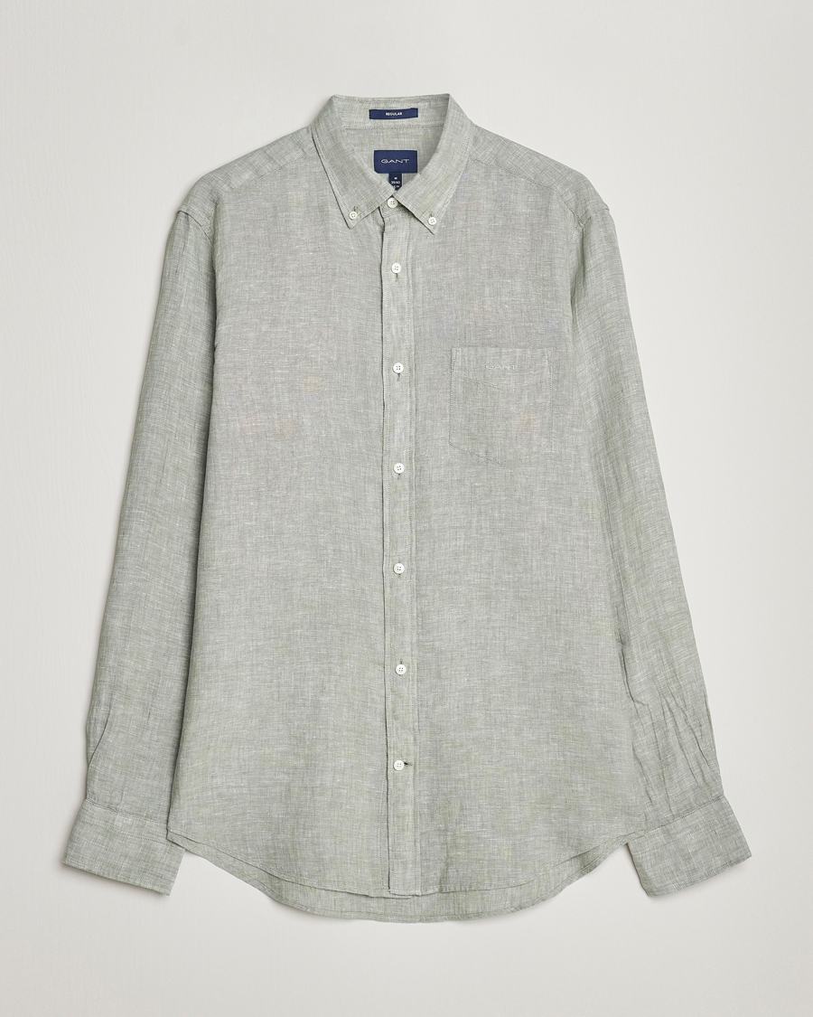 Uomini | Camicie | GANT | Regular Fit Linen Shirt Calamata Green